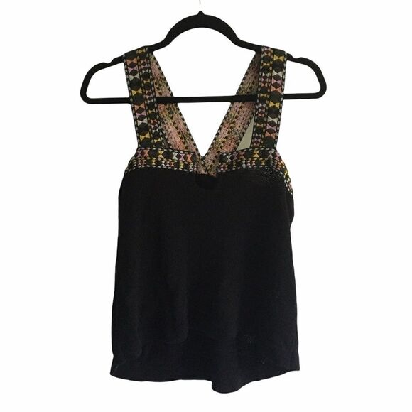 MADEWELL Embroidered Sleeveless Knit Sweater Tank Top Black XS - Picture 2 of 7